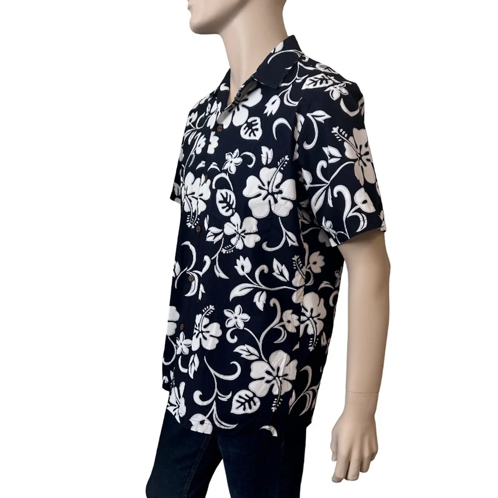 RJC Hawaiian 100% Cotton Camp Shirt Tiki Tropical Aloha Hibiscus Hawaii USA NWOT - Picture 3 of 12